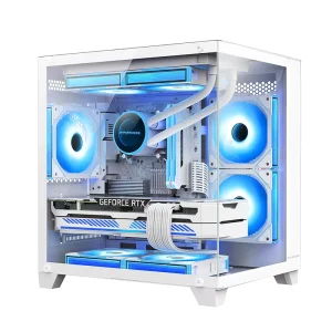 X1 White MicroATX Gaming Case Double-Sided Tempered Glass Aluminum Alloy