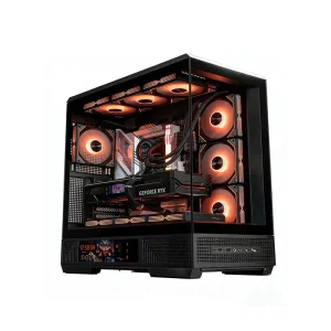 Xingcan Dalan Black Steel Micro ATX Mid Tower PC Case with Glass Side Panel and Audio Front Ports for Gaming Desktop Computers