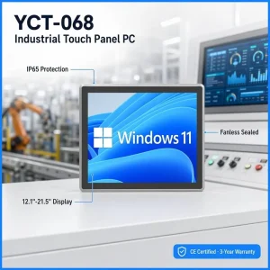 YCT Industrial Panel PC Fanless 12.1~21.5 Inch Capacitive Touch All in One Computer IP65 4COM 2LAN J1900 I3 I5 I7 Win10 Linux