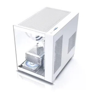 ZeroMaster Full Tower PC Cases Tempered Glass 360 Water Cooled RGB Gaming Computer Transparent MicroATX 6 Power Fan
