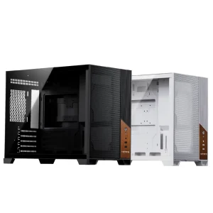 upHere Mesh Gaming PC Case 400mm GPU Desktop Computer Chassis Wood Element M ATX Dual SSD HDD PC Case UC03